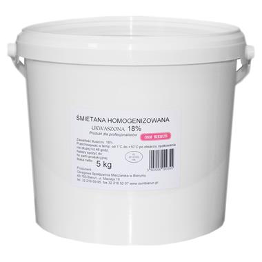 Śmietana 18% wiadro 5kg - BIERUŃ
